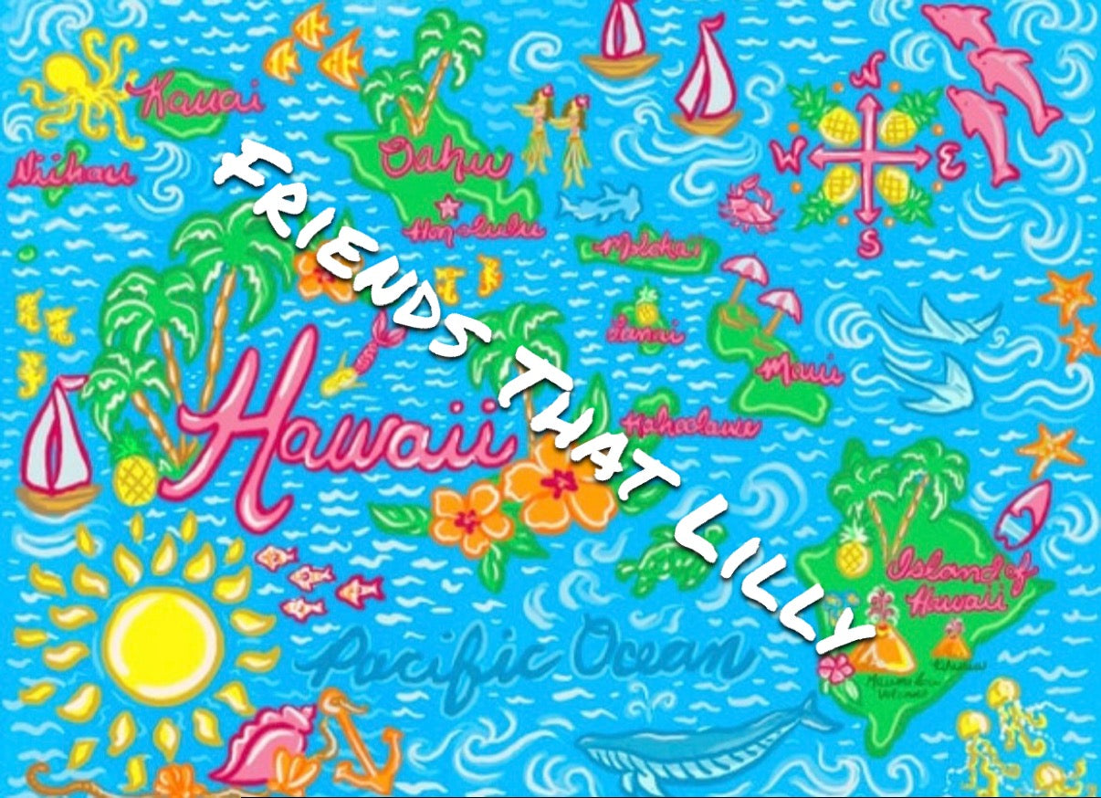 Women's T-Shirts: Hawaii Map Illustration Design