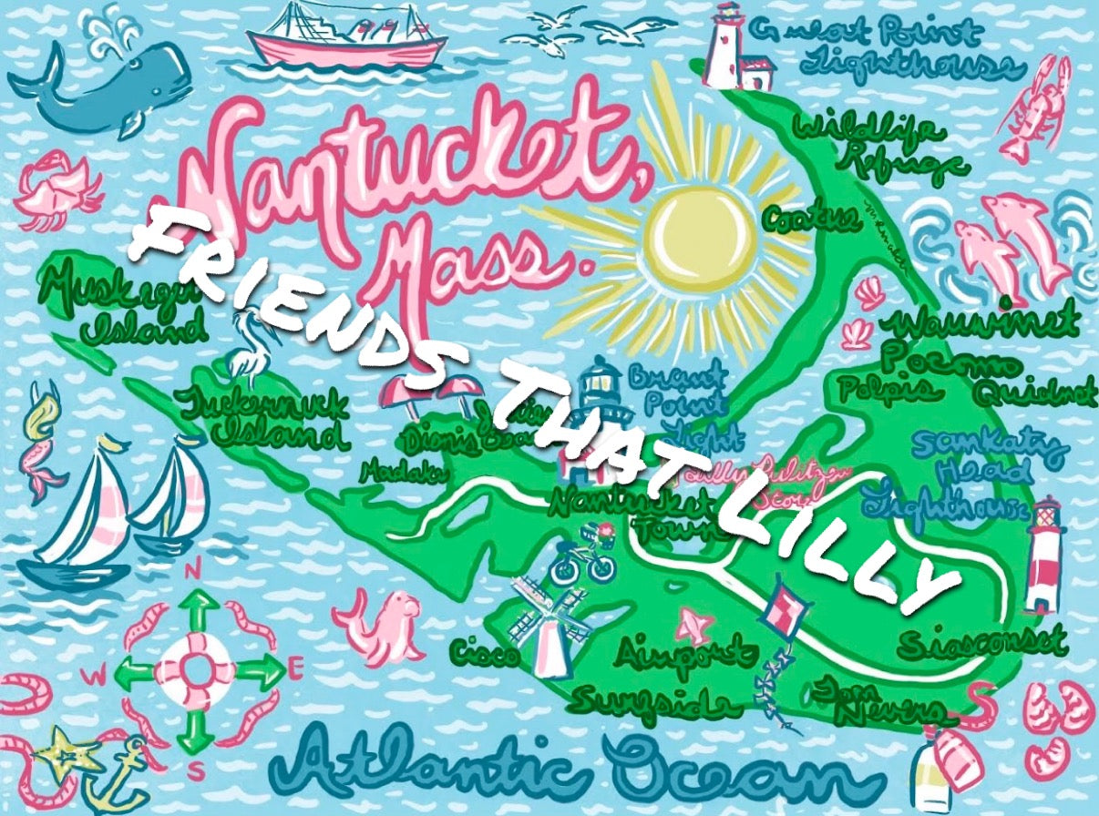 Women's T-Shirts: Nantucket, Mass. Map Illustration Design