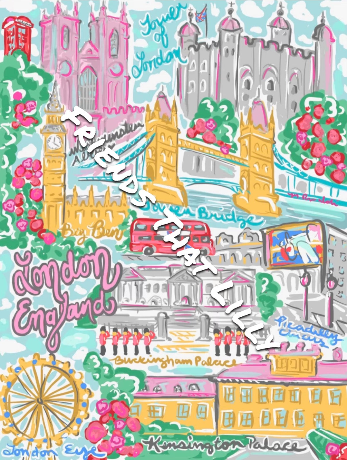 Women's T-Shirts: London, England - pink Map Illustration Design