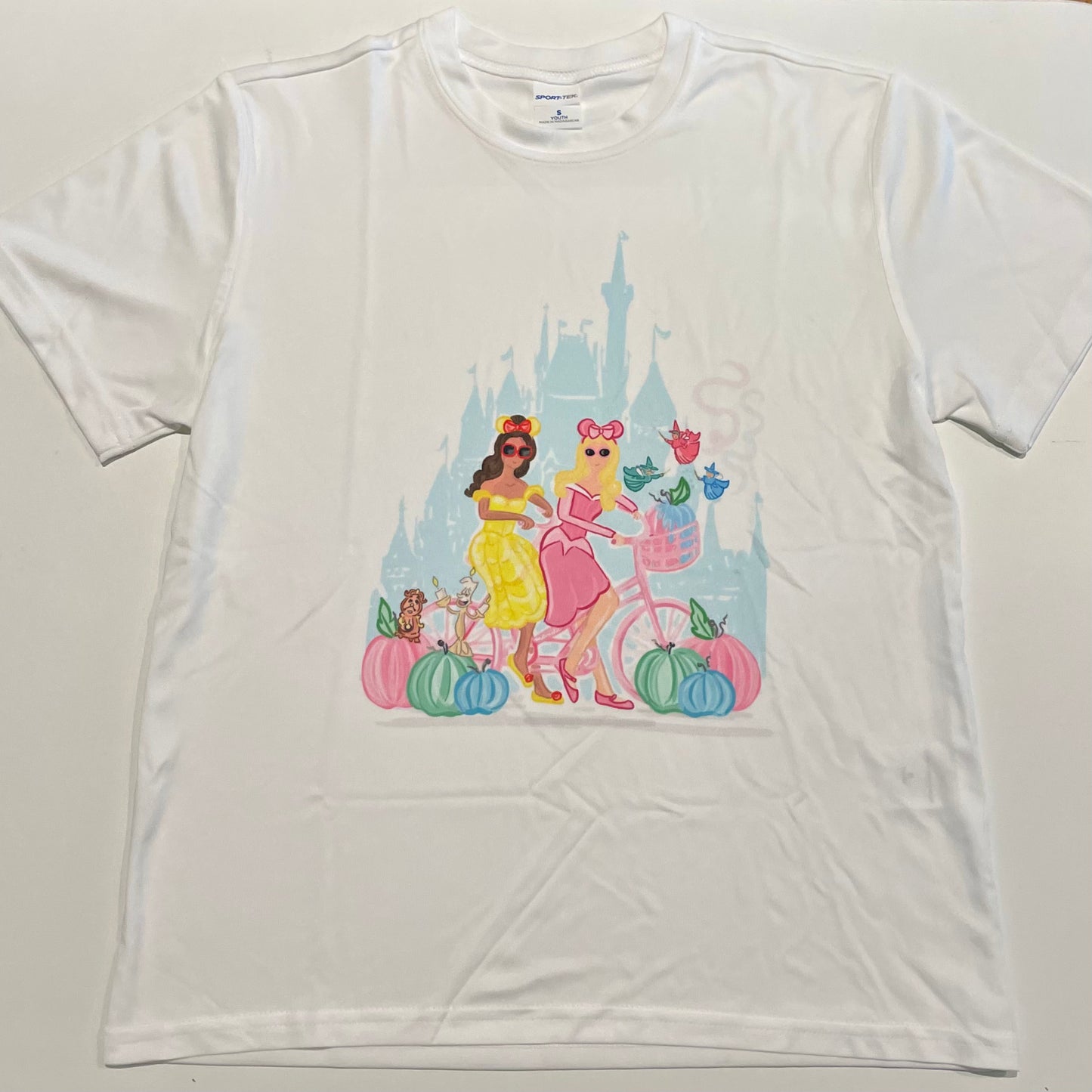 SALE! Kids FTL Yellow and Pink Princesses w/ Pumpkins Illustration Shirts