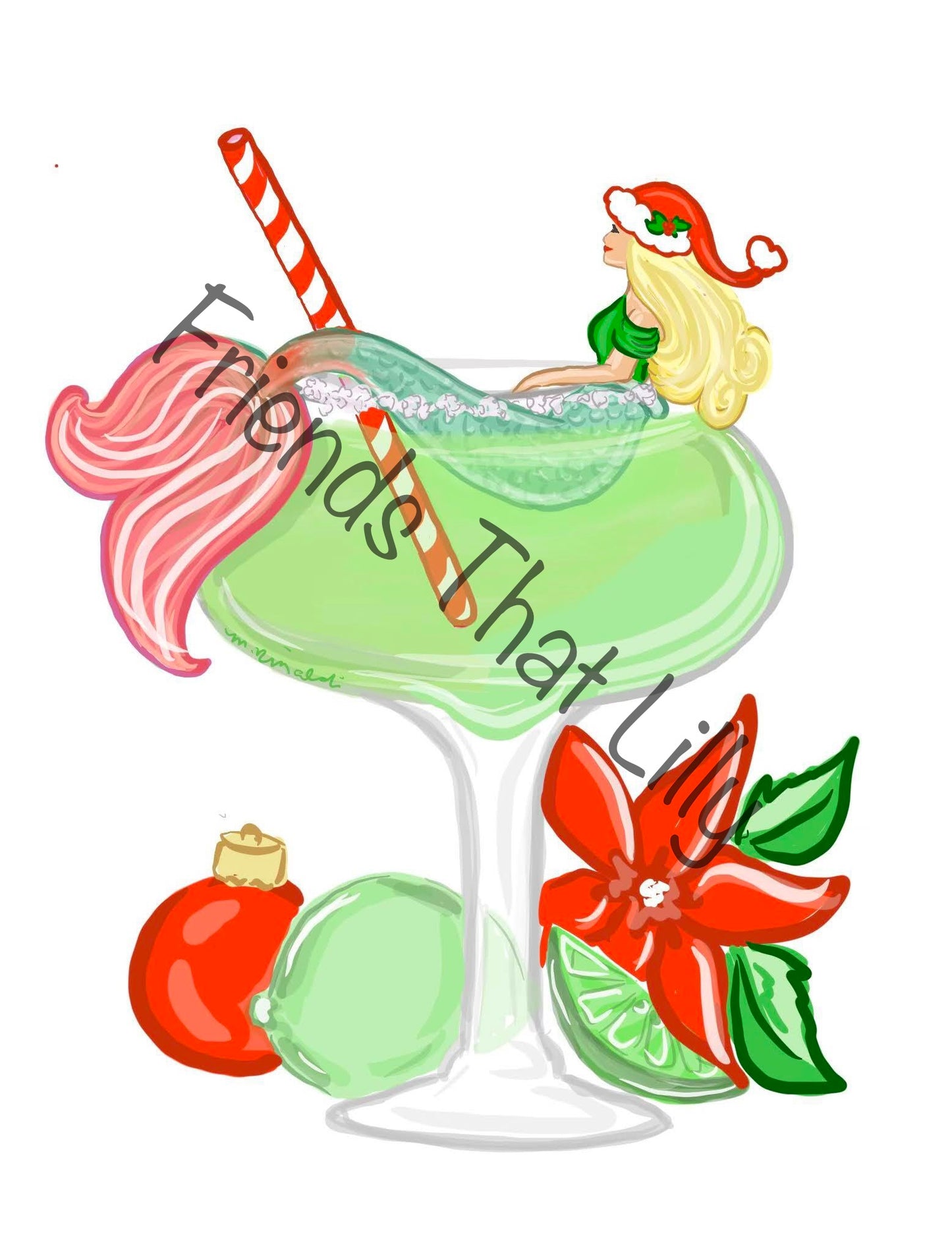 Women's T-Shirts: Holiday Mermaid Margarita
