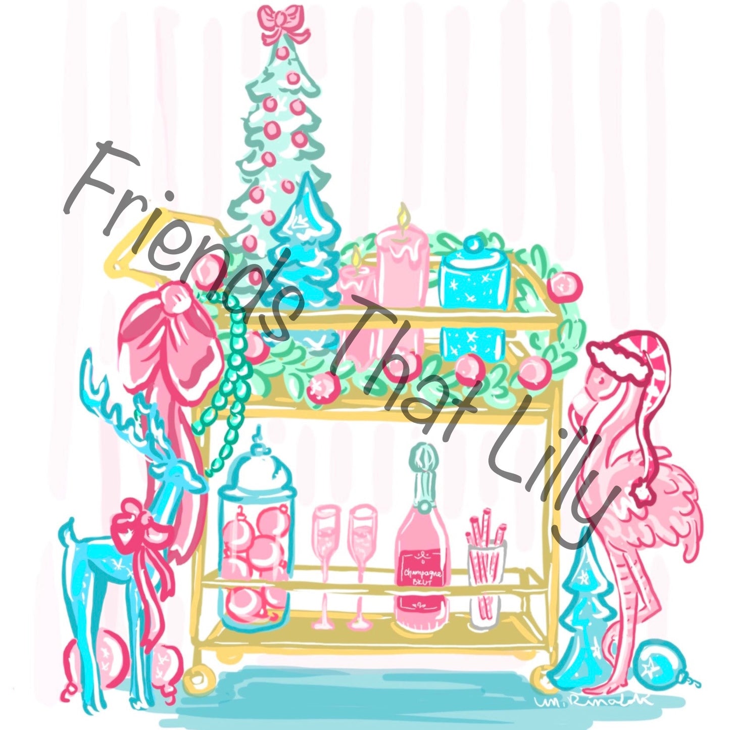 Women's T-Shirts: Holiday Bar Cart