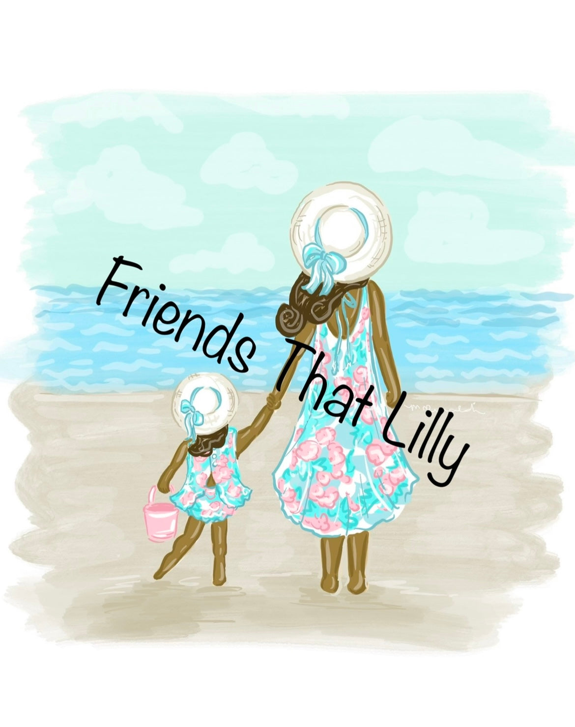 Women's T-shirts: Dark Haired Mom & Daughter