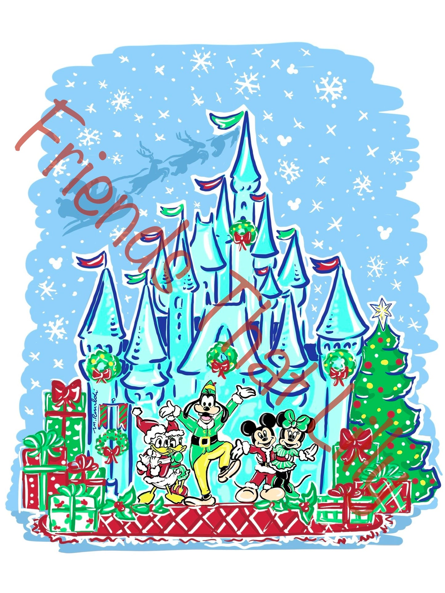 Prints: Winter Holiday Castle Design