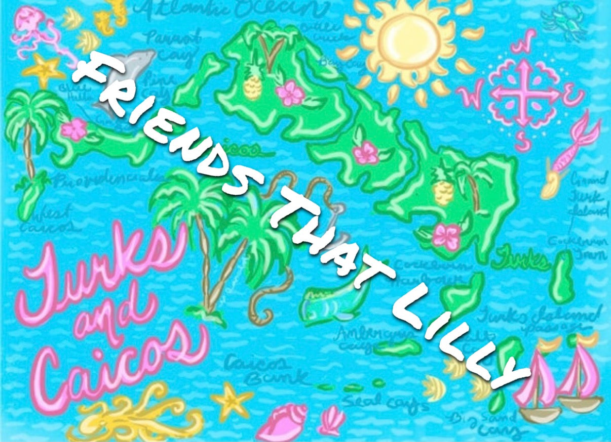 Women's T-Shirts: Turks & Caicos Map Illustration Design