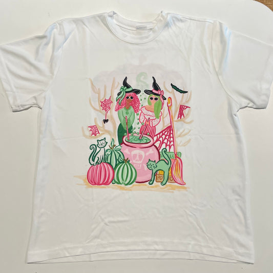SALE! Kids FTL Pink & Green Witches Halloween Girls Illustration Shirts