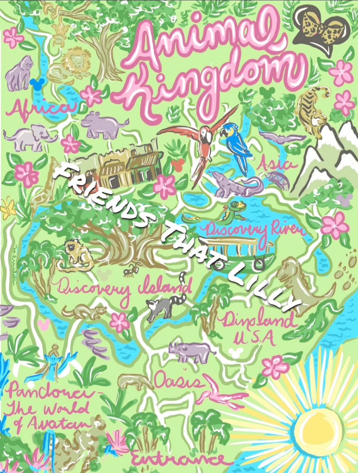 Women's T-Shirts: Animal Kingdom Map