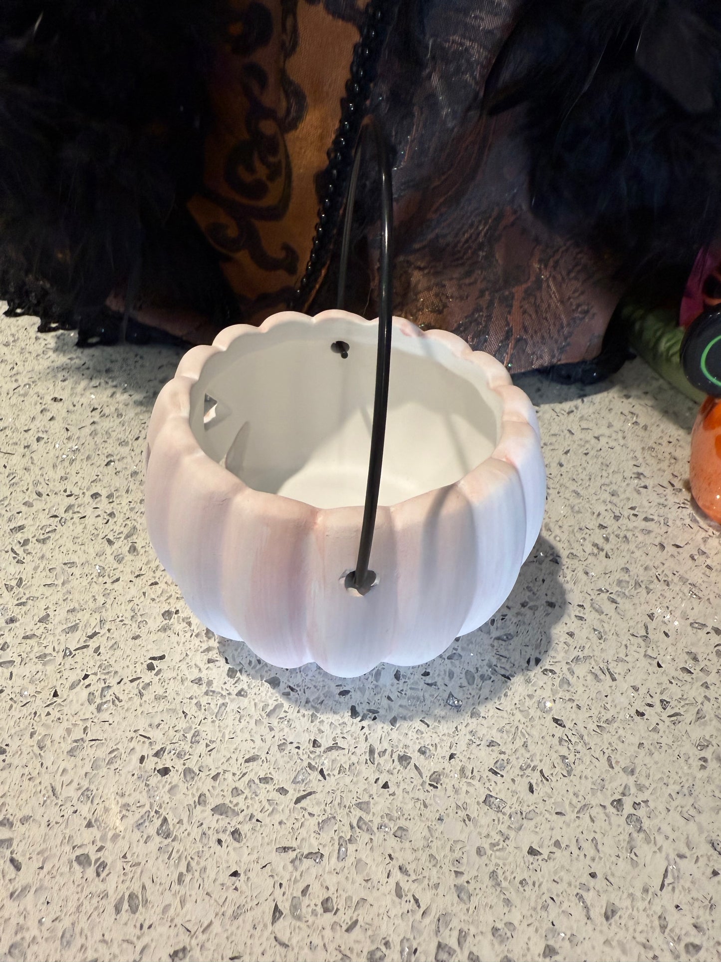 Ceramic Pink Pumpkin Candle or Treat Holder