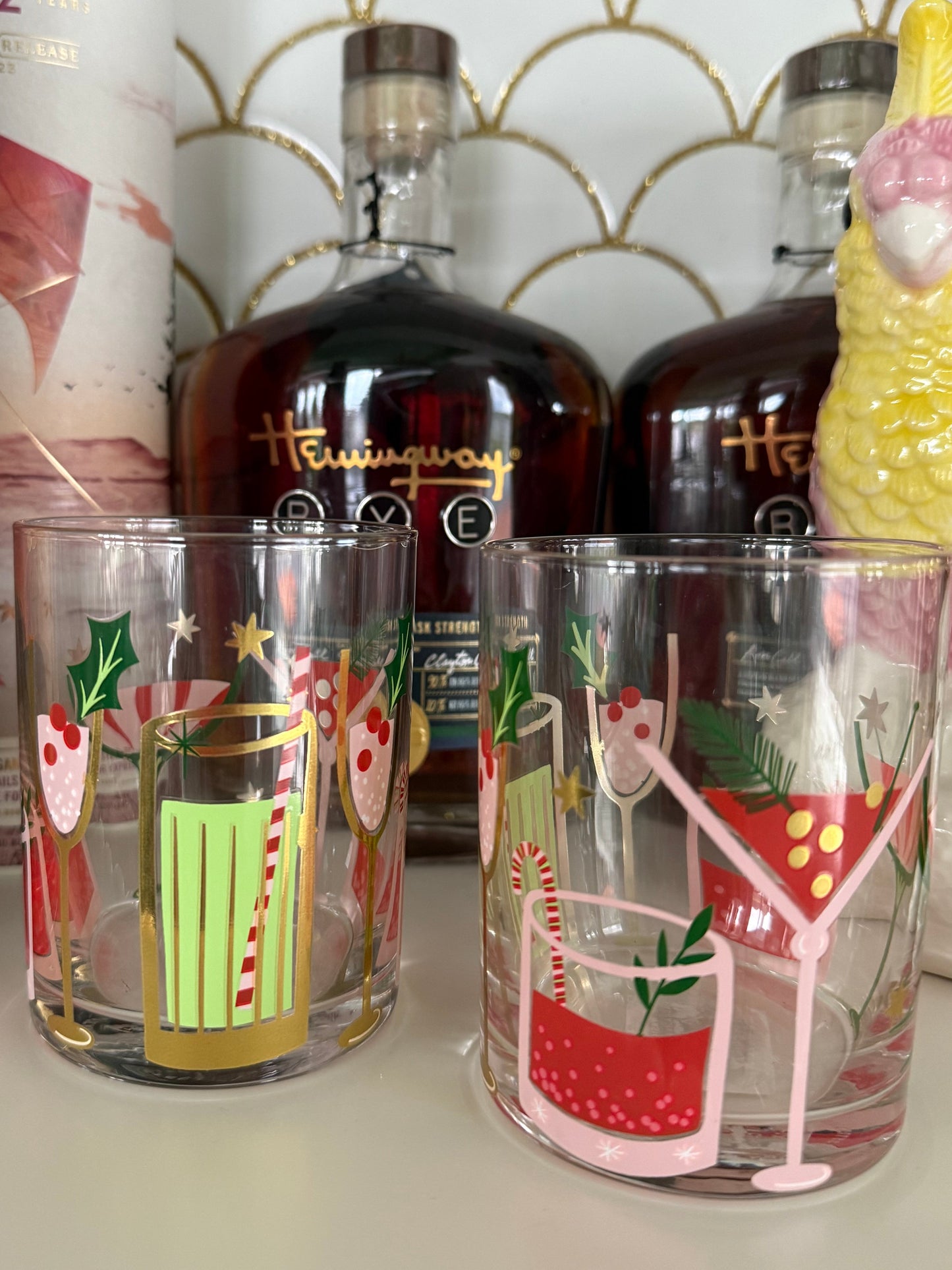 Double Old Fashioned Holiday Drinks Glass: Set of Two