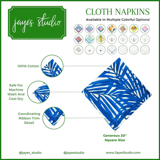 Palm Print Blue and White Napkins Set of 4