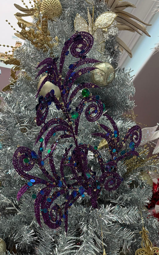 30" Purple Glitter & Sequin Swirl Pick: Set of Two