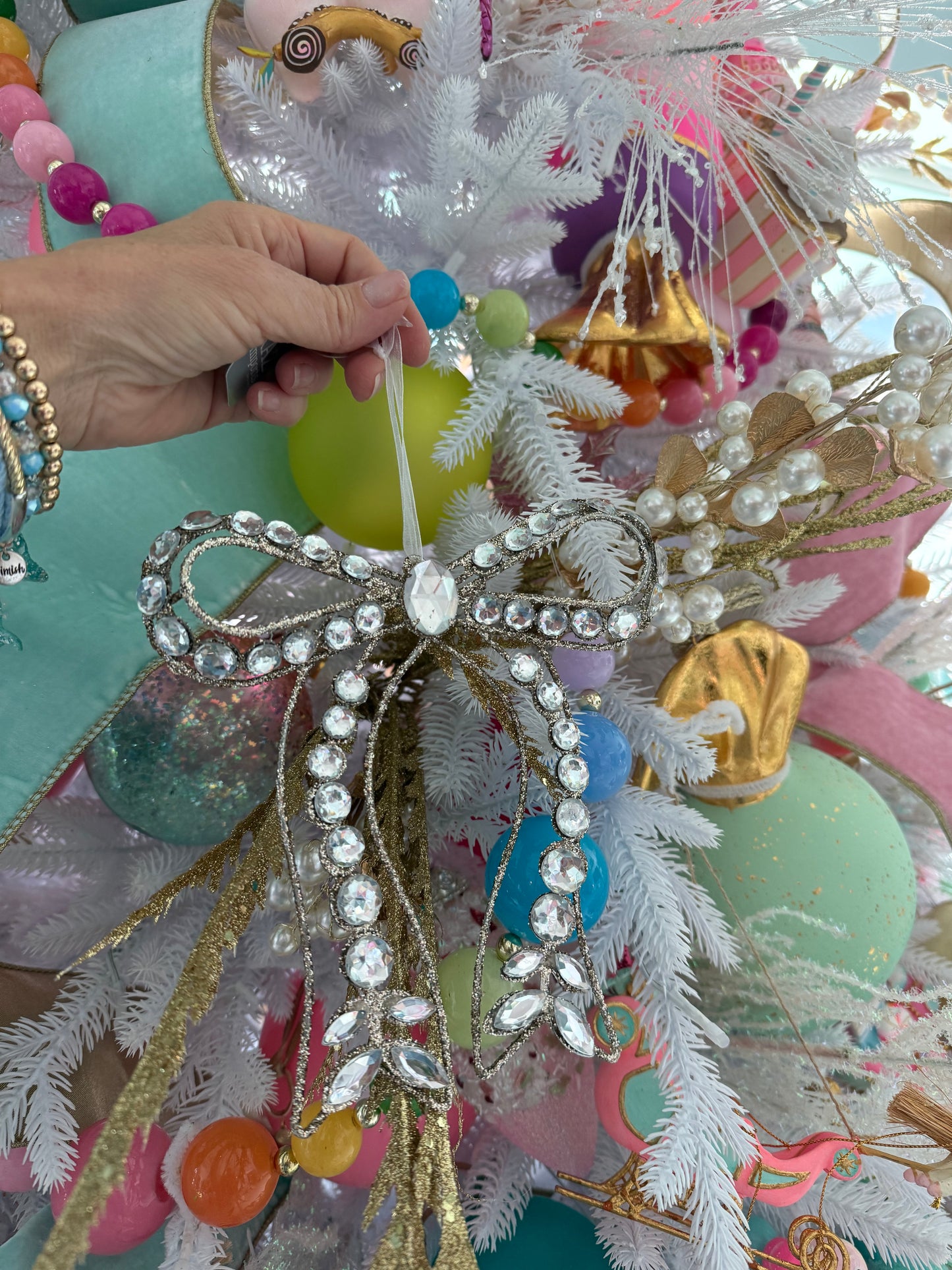 Clear Jeweled Bow Ornament
