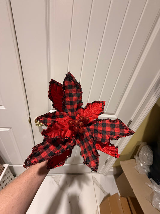 Buffalo Check Red & Black Bead Edge Stems- Set of Four