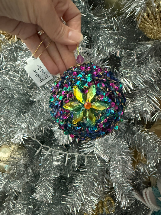 New! Jeweled Flower Peacock Ornaments: Set of Three