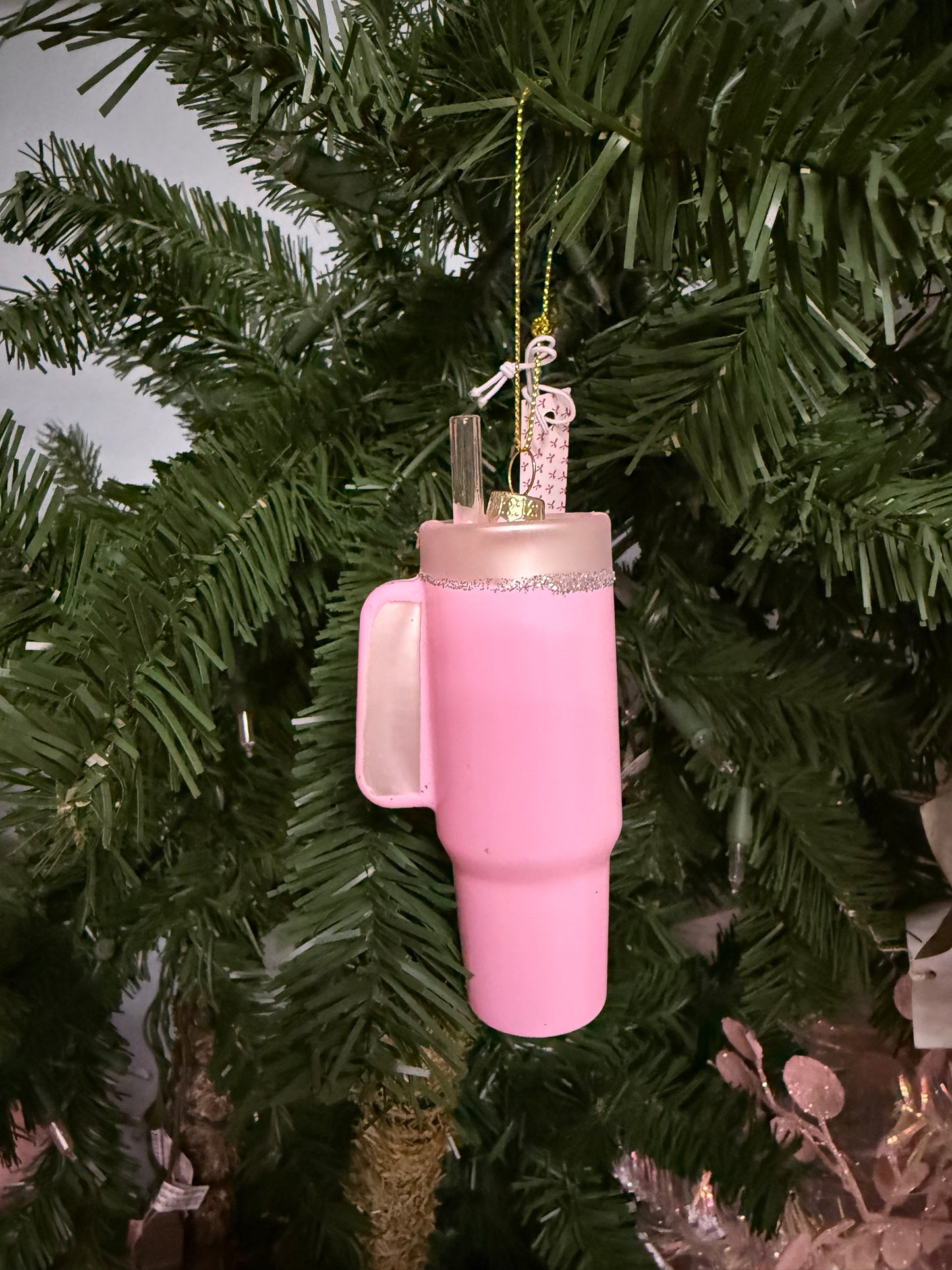 New! Bubblegum Pink Trendy Tumbler Christmas Ornament
