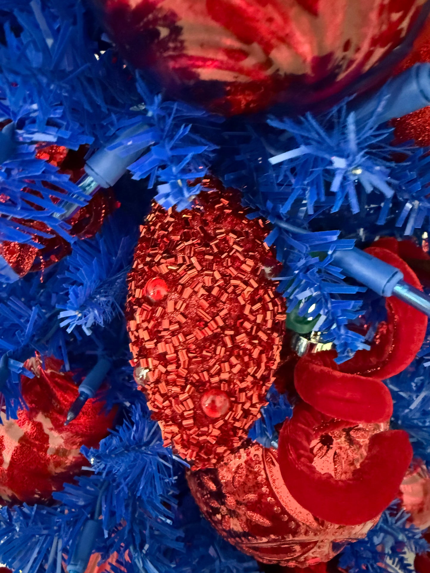 New! 120 MM Red Beaded Finial Ornaments: Set of Three