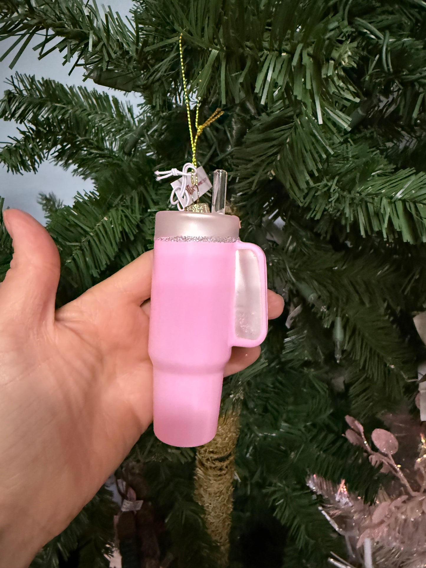 New! Bubblegum Pink Trendy Tumbler Christmas Ornament