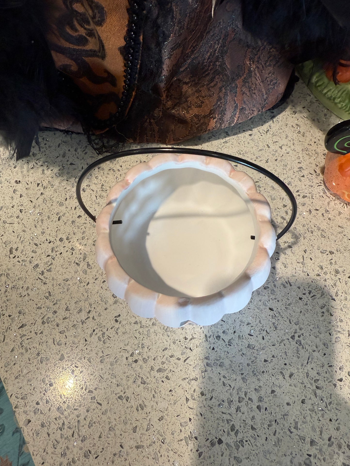 Ceramic Pink Pumpkin Candle or Treat Holder