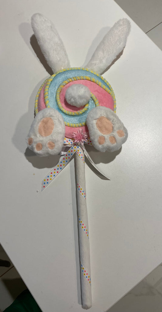 Eggstra Sweet Pink Bunny Swirl Lollipop Pick