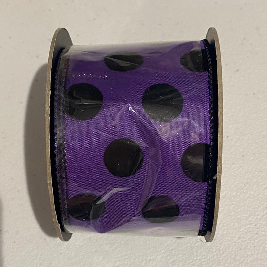 2.5” Wide Purple w/ Black Dots Ribbon