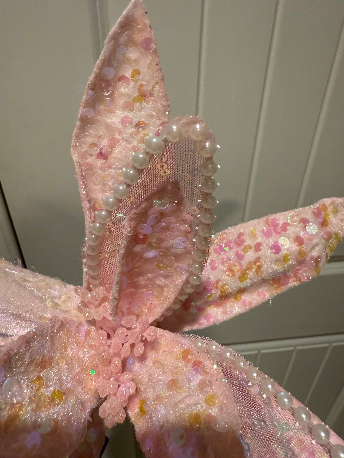 Iridescent Pink Jeweled Poinsettia Spray