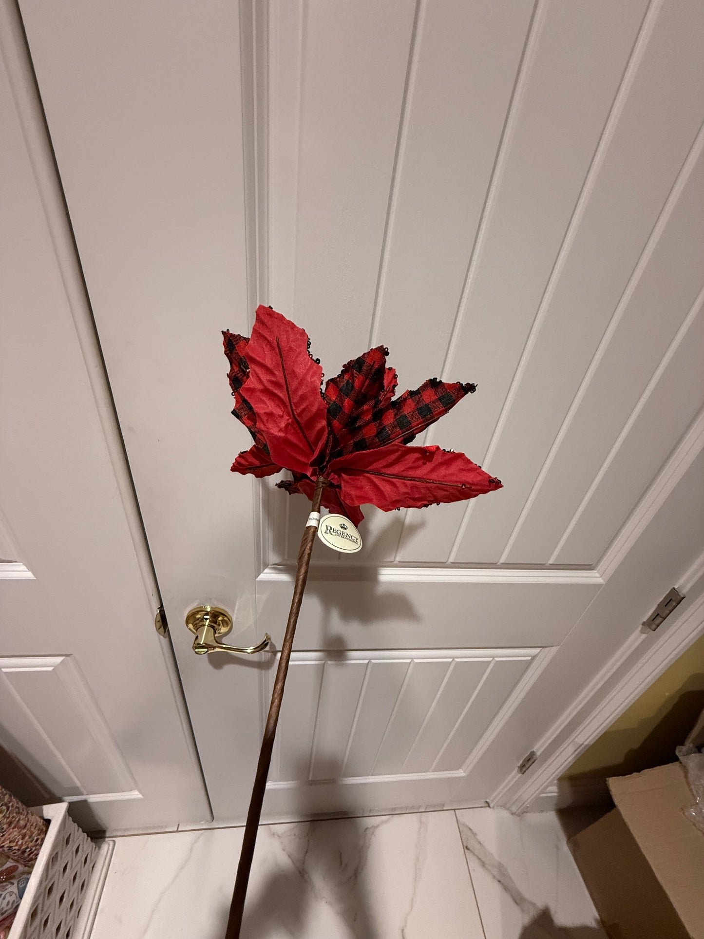 Buffalo Check Red & Black Bead Edge Stems- Set of Four