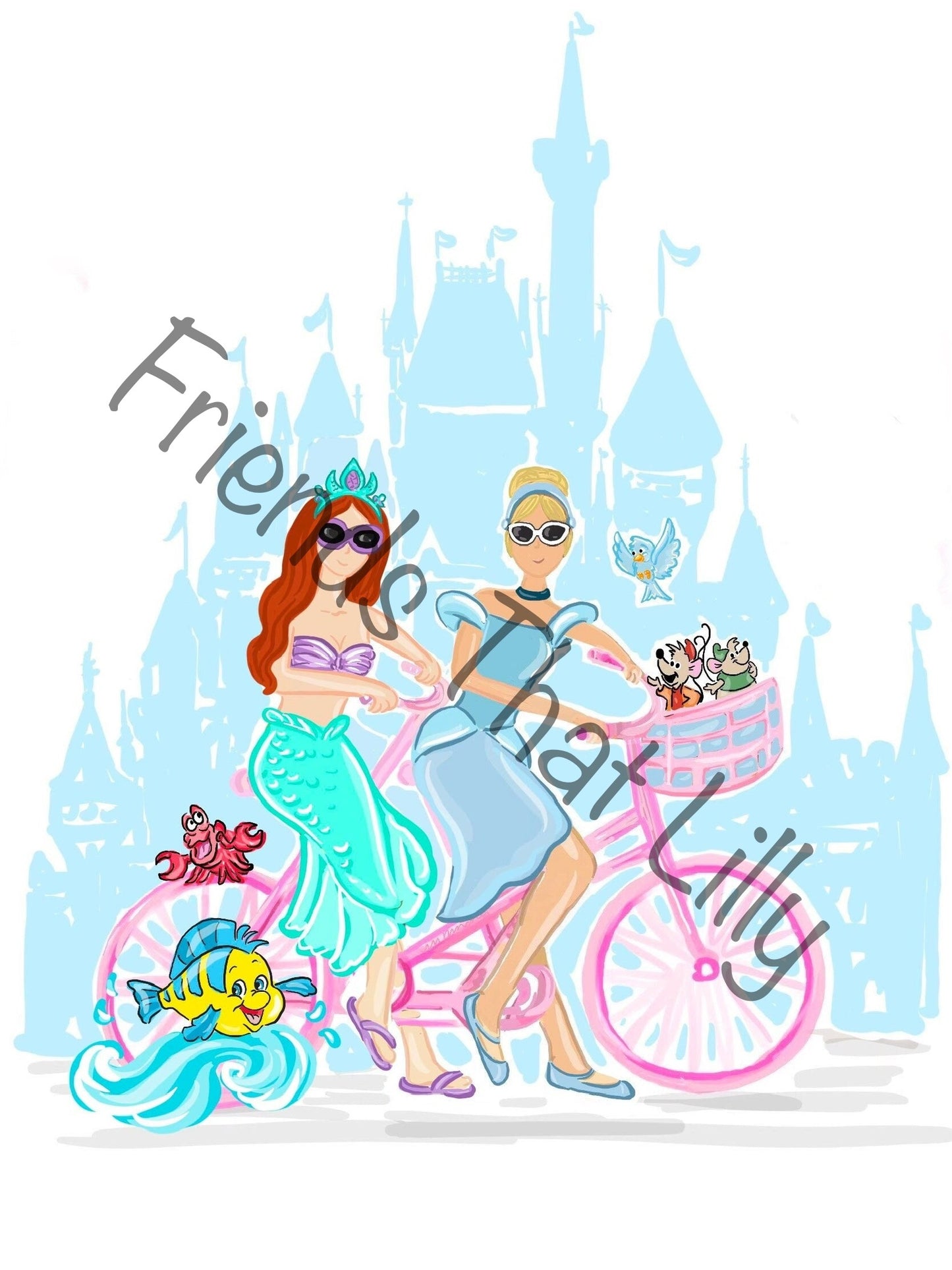 SALE! Kids FTL Mermaid and Blue Princess Illustration Shirts