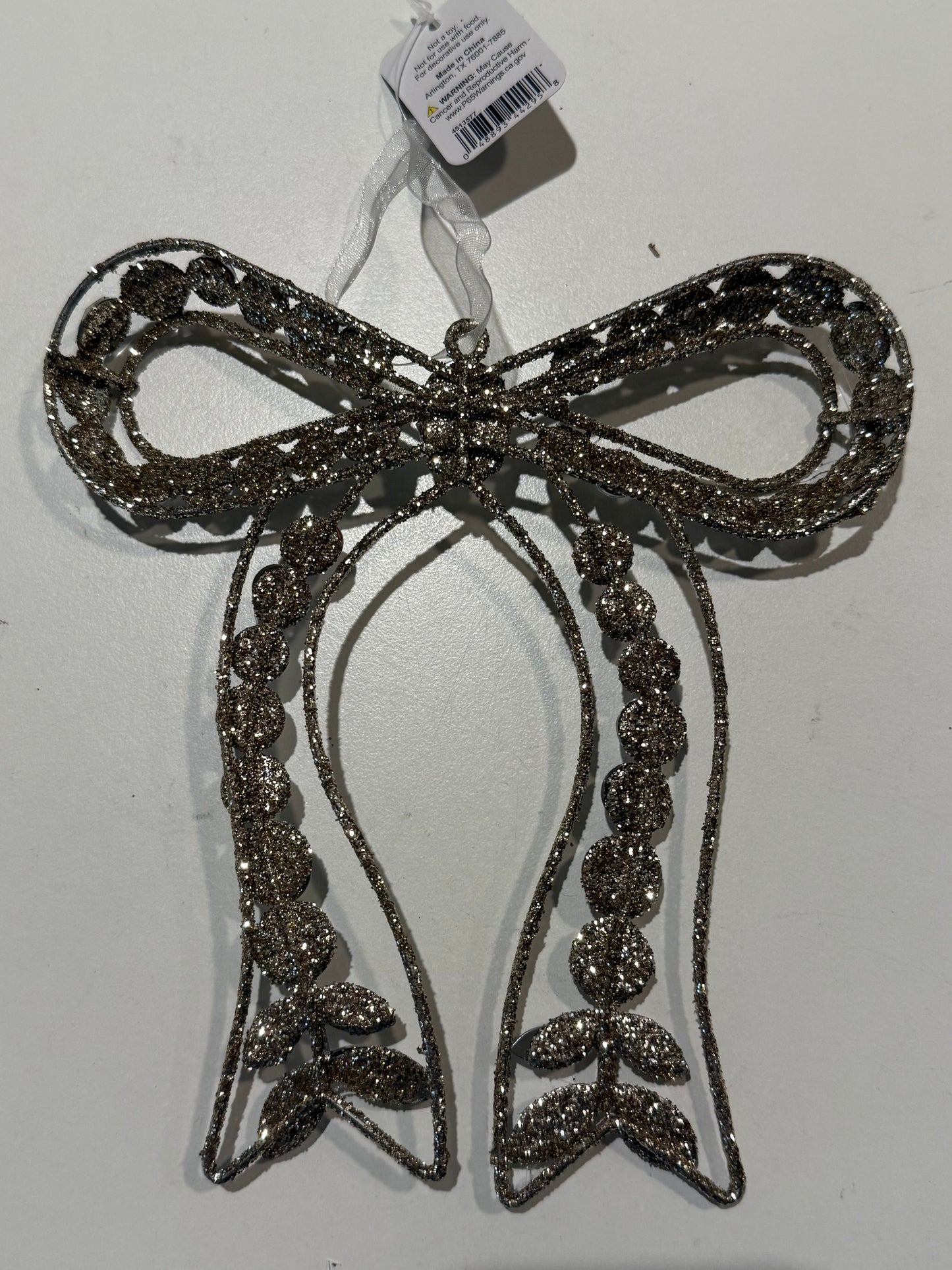 Clear Jeweled Bow Ornament