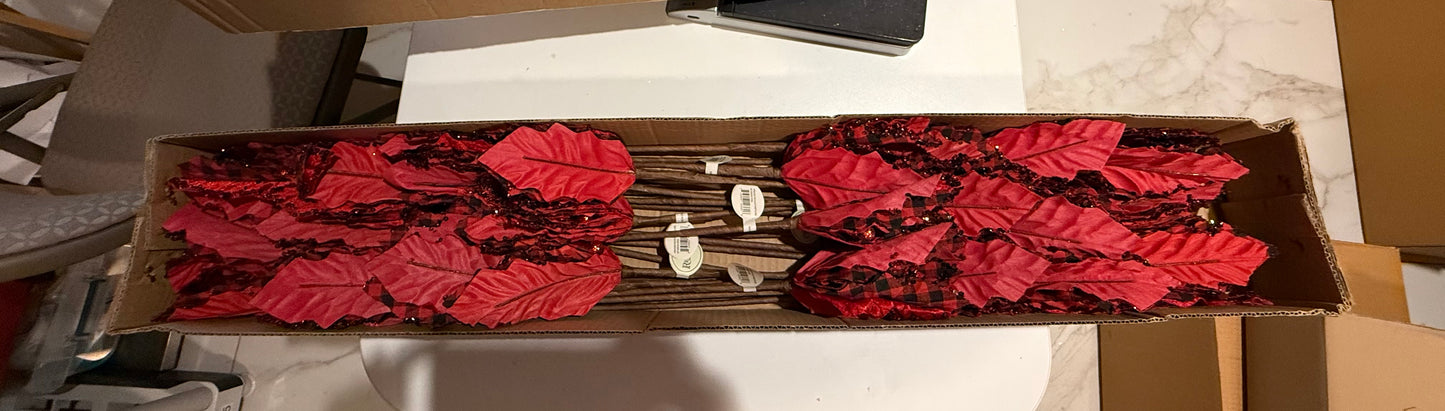 Buffalo Check Red & Black Bead Edge Stems- Set of Four