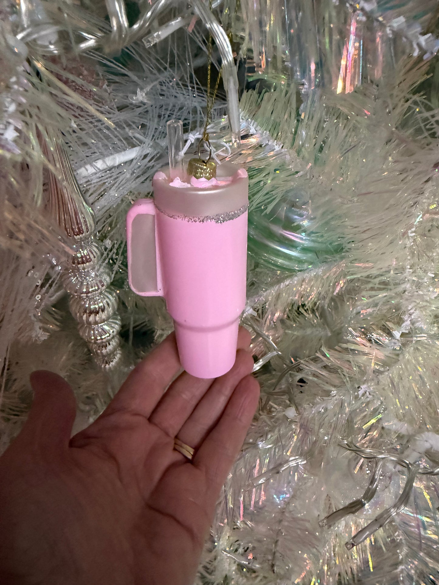New! Bubblegum Pink Trendy Tumbler Christmas Ornament