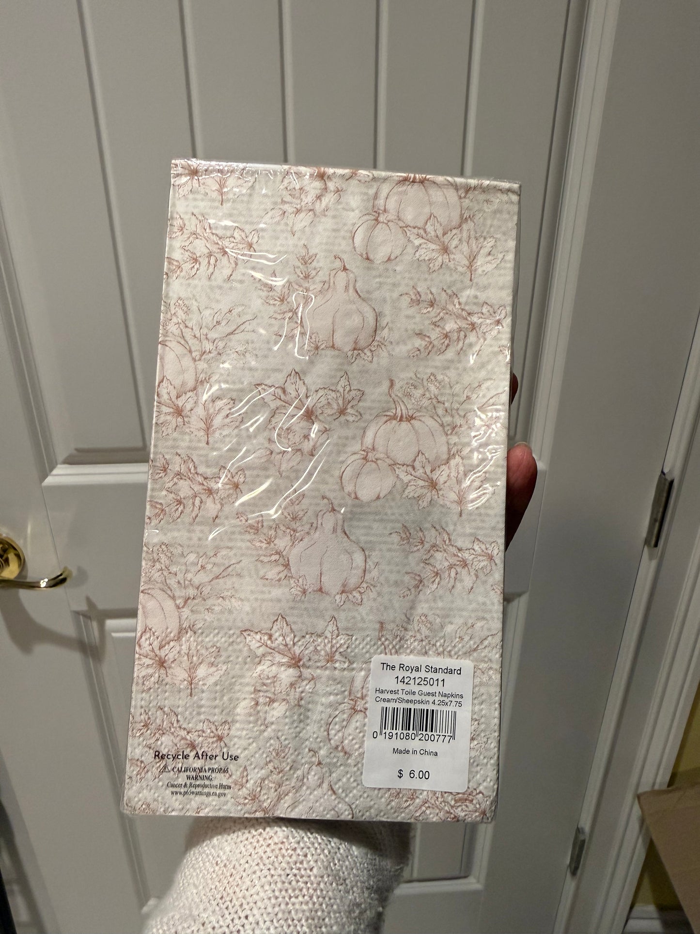 Harvest Toile Guest Napkins Cream/Sheepskin 4.25x7.75
