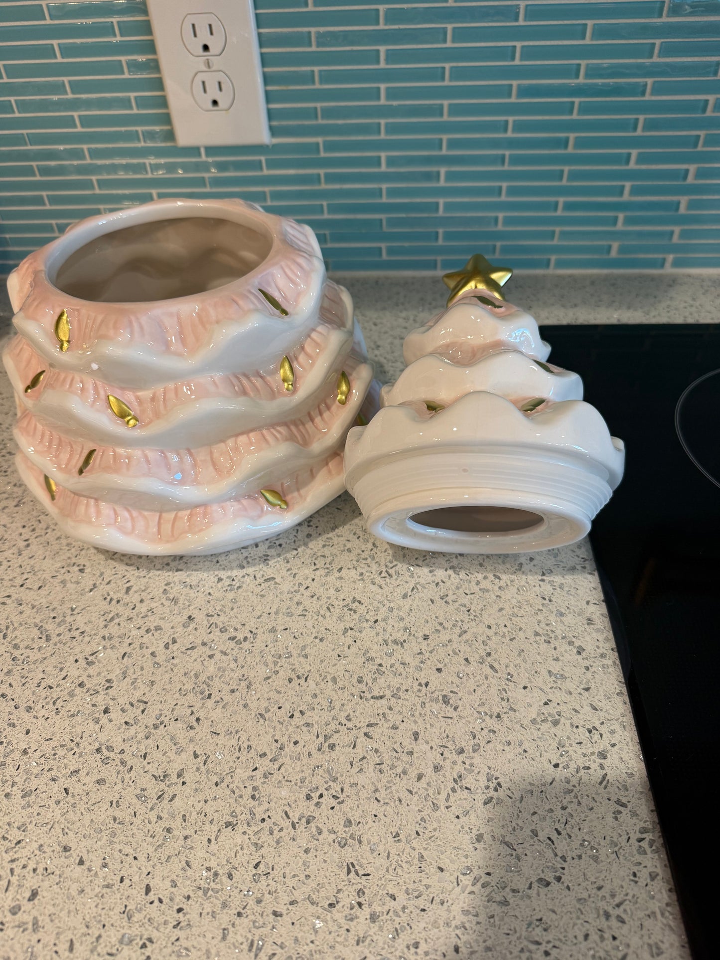 Pink Christmas Tree Cookie Jar