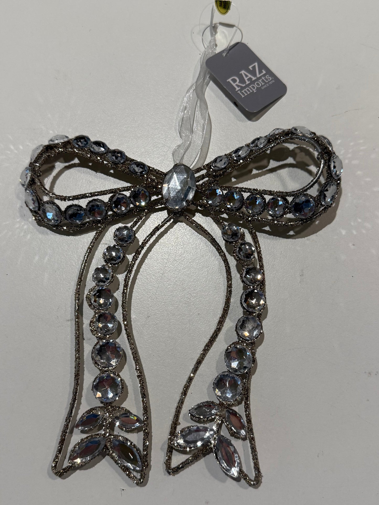 Clear Jeweled Bow Ornament