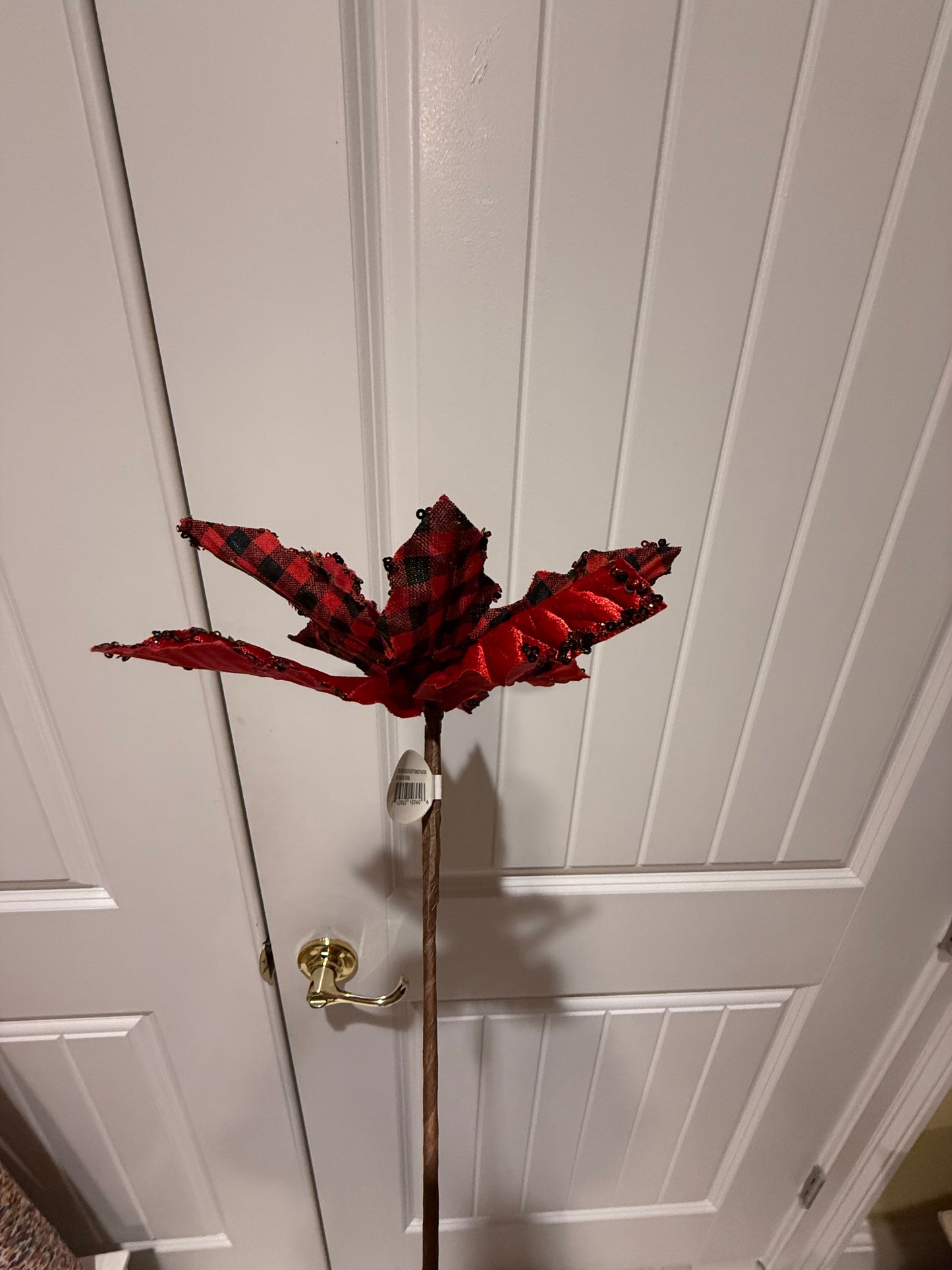 Buffalo Check Red & Black Bead Edge Stems- Set of Four