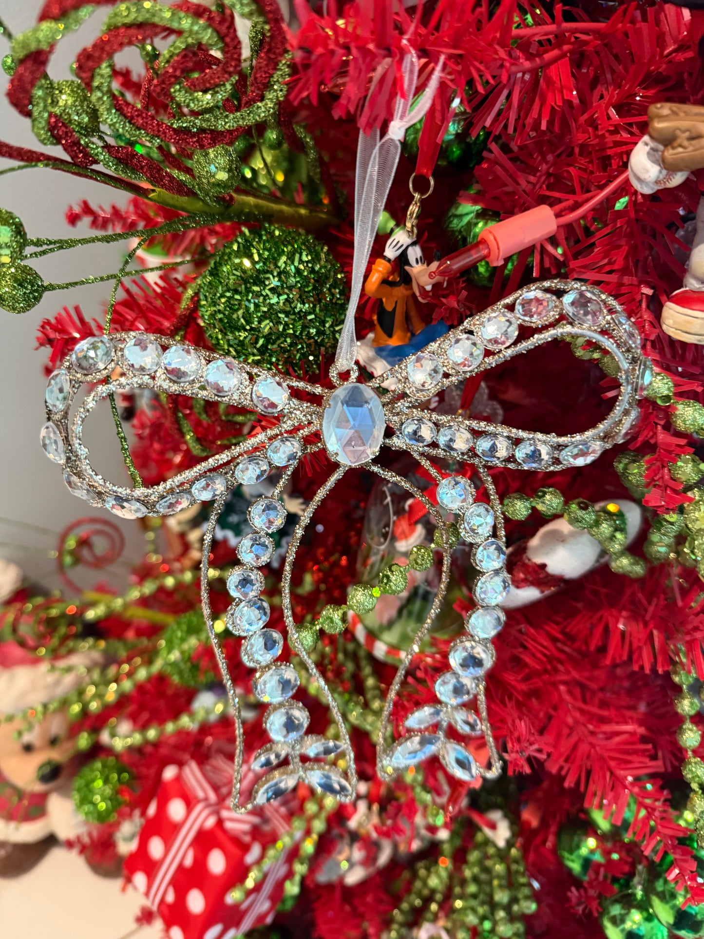 Clear Jeweled Bow Ornament