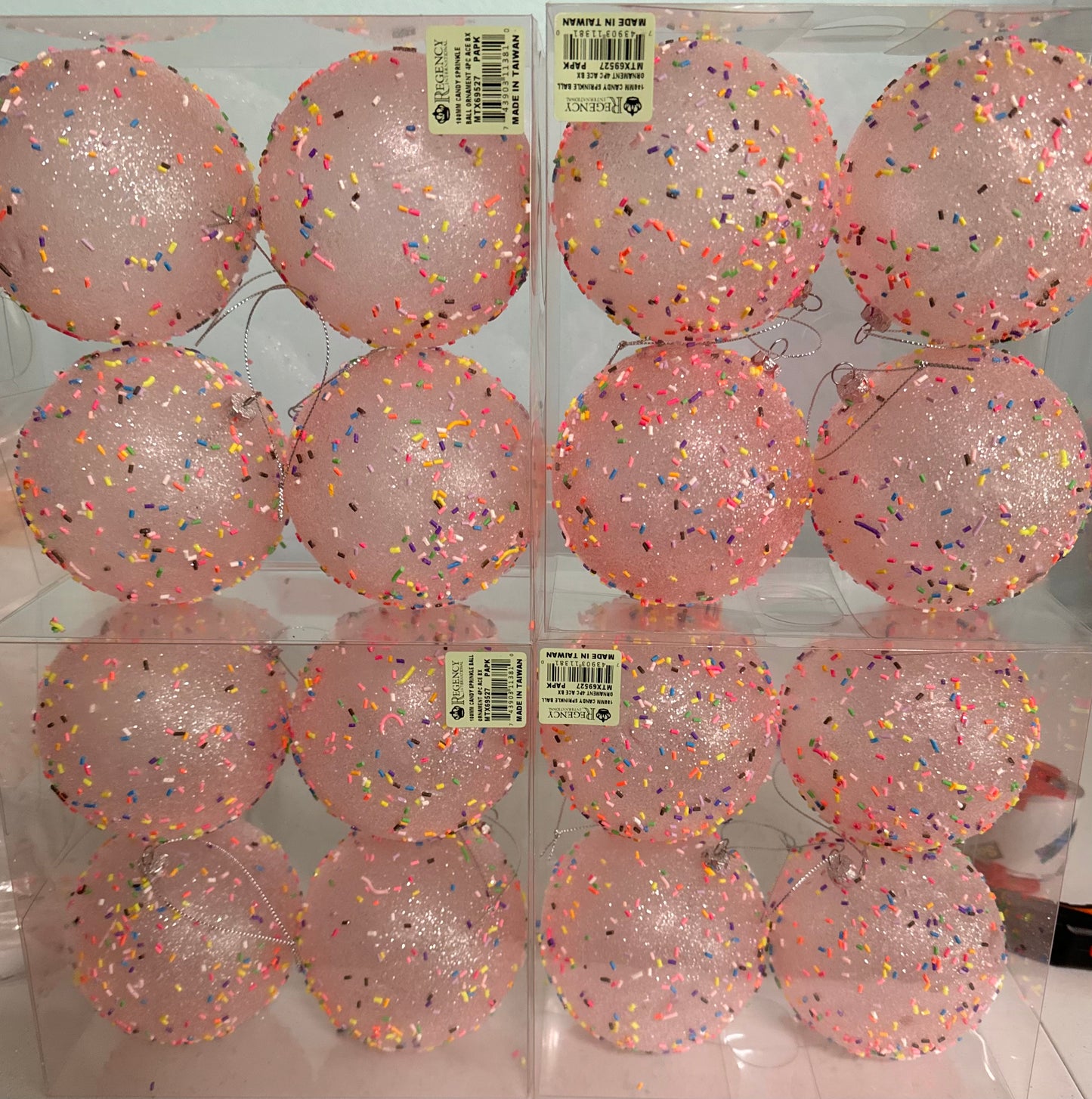 Holiday Sale! Candy Sprinkle Ball Ornaments: Pink or Blue/ 4PK