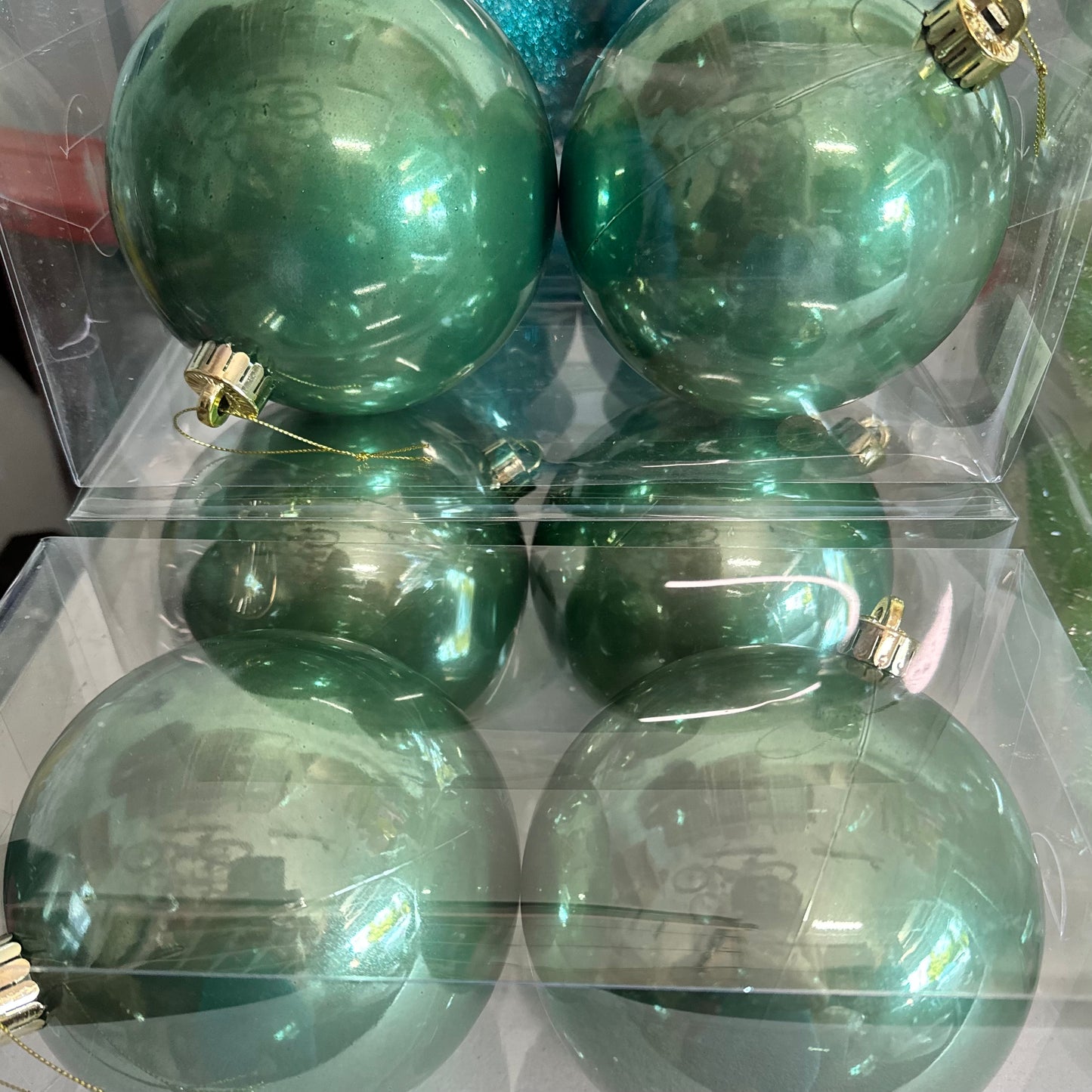 140MM Pearlized Ball Ornaments - Green, 2PC