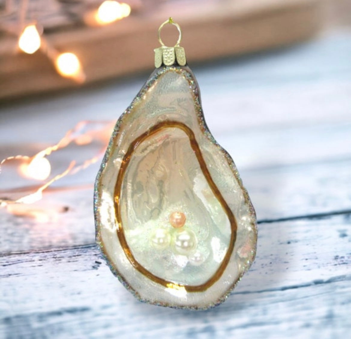Glass Oyster Shell Ornament