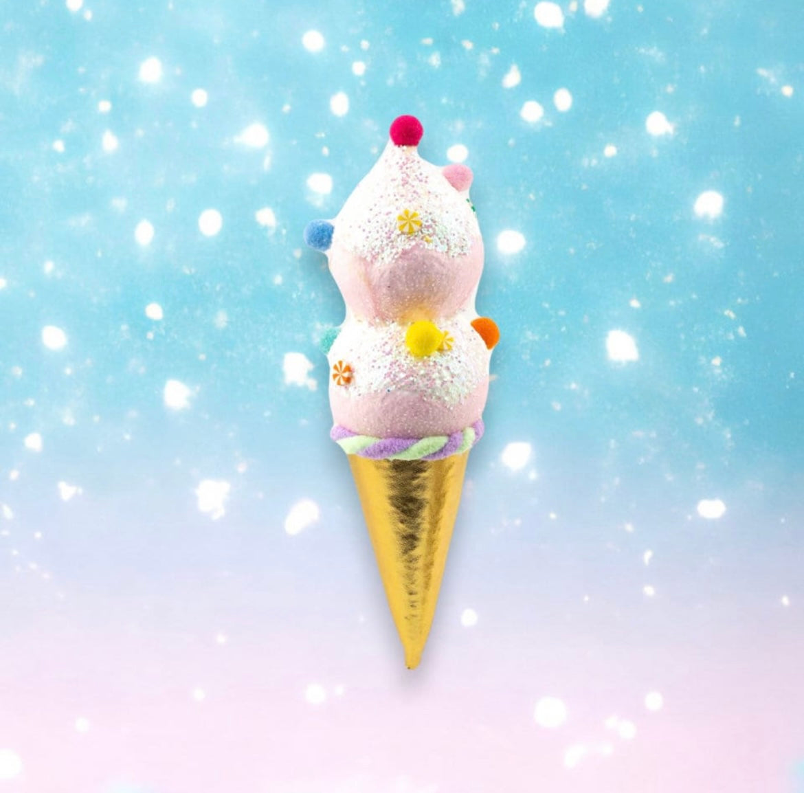 Double Scoop Ice Cream Cone Ornaments: Pink And Green