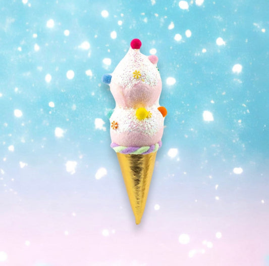 Double Scoop Ice Cream Cone Ornaments: Pink And Green