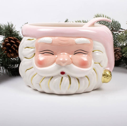 Santa Punch Bowl With Ladle: Pink or White