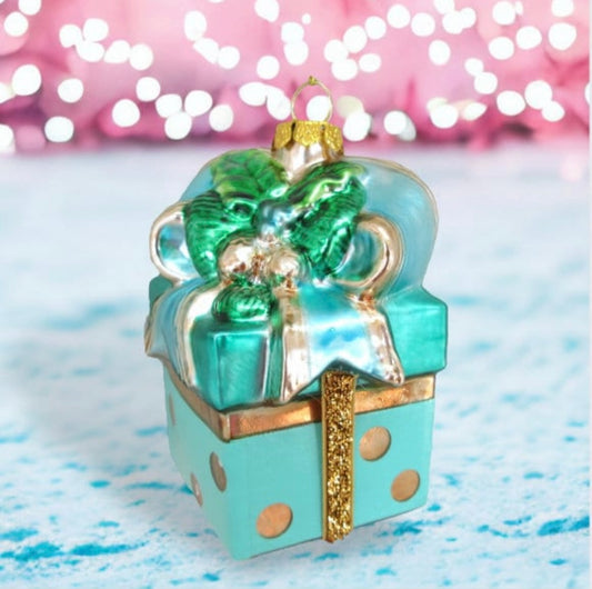 Teal Gift Box Ornament