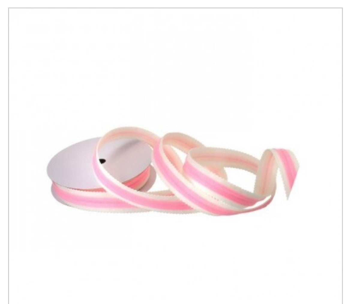 Pink and White Candy Wired Ribbon