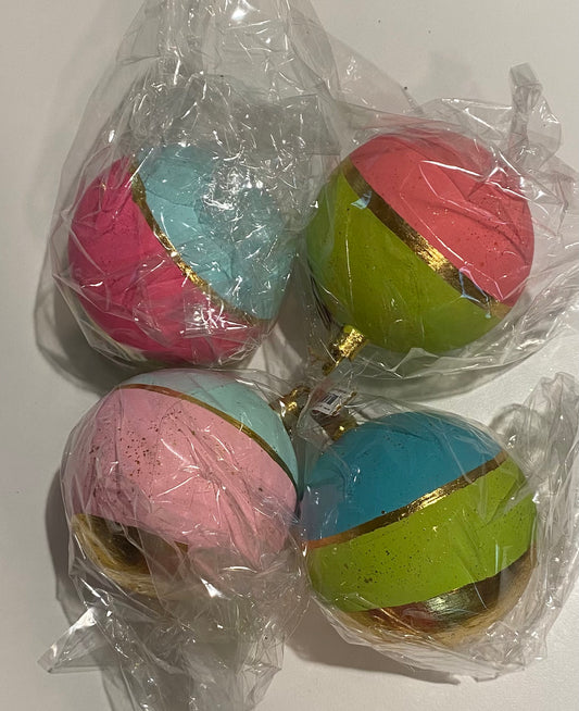 Color Couture Stripe Ball Ornaments: Set of 4