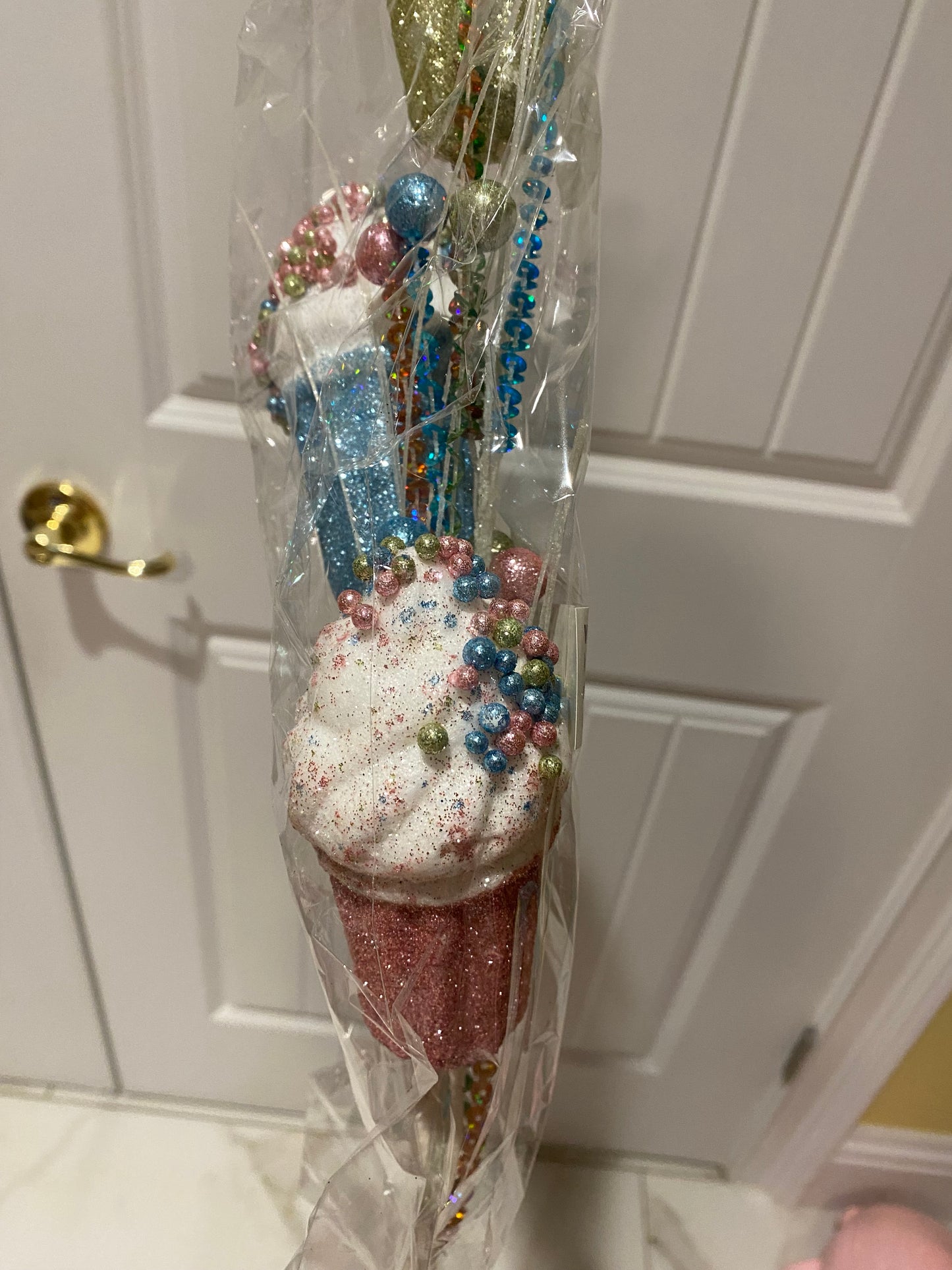 30" Glitter and Sequin Ice Cream Stems Spray: