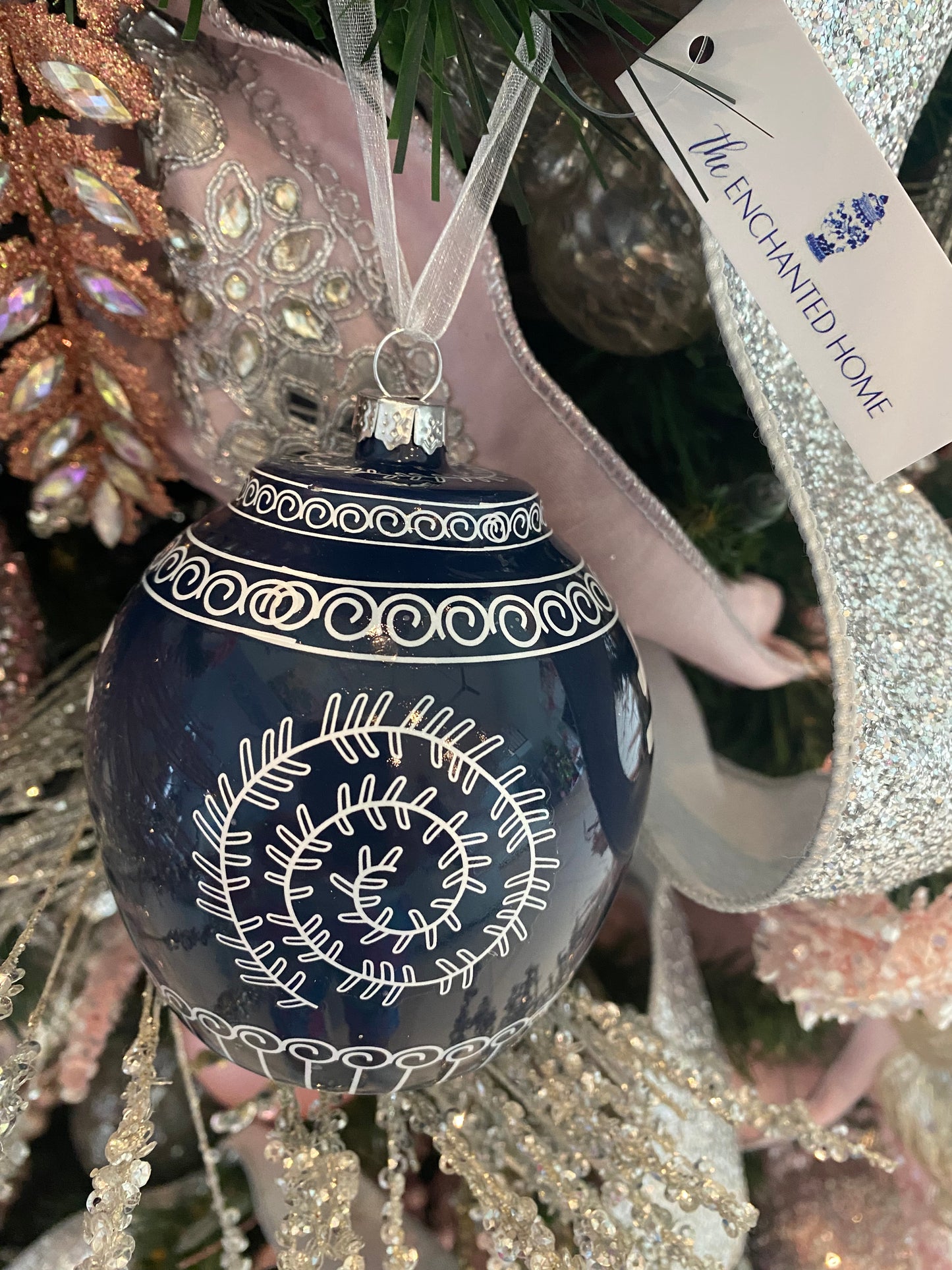Ginger Jar Ornaments: Light Blue and Navy