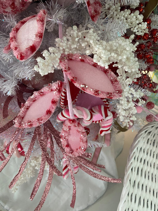 27" Candy With Snowglitter Spray Stem: Set of Four