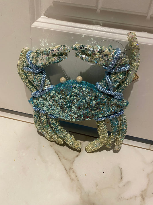 Sparkly Beaded Crab Ornament