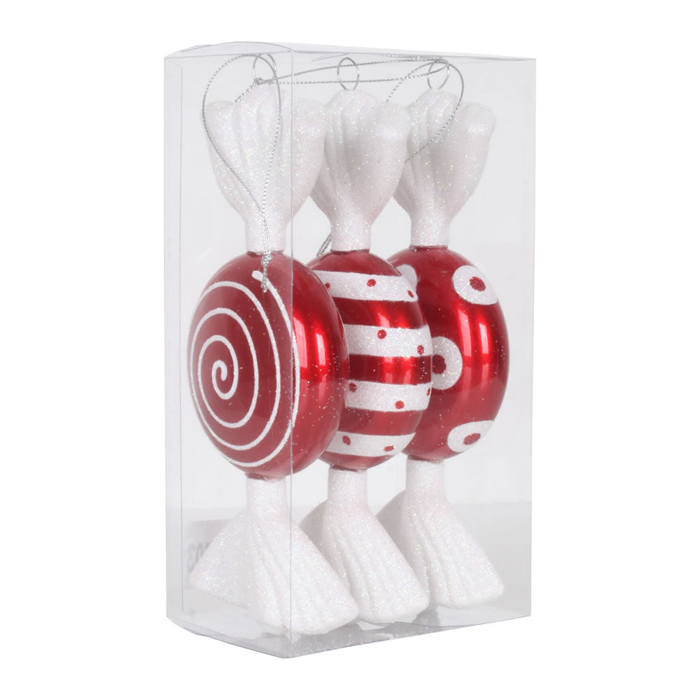 Red And White Candy Ornaments: Set of Three