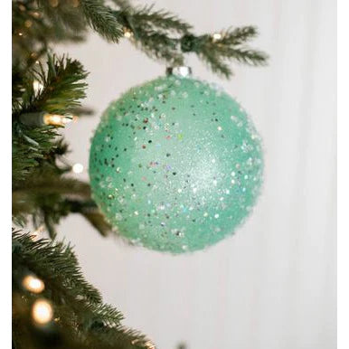 150MM Sparkly Gumdrop Ball Ornament - Mint